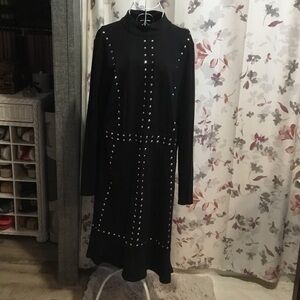Lane Bryant Black Long Sleeve Studded Dress